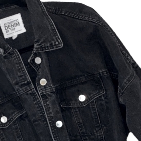 Zara Authentic Denim by TRF Cropped Jacket w Accent Elastic Back Waist Detail - Picture 1 of 6